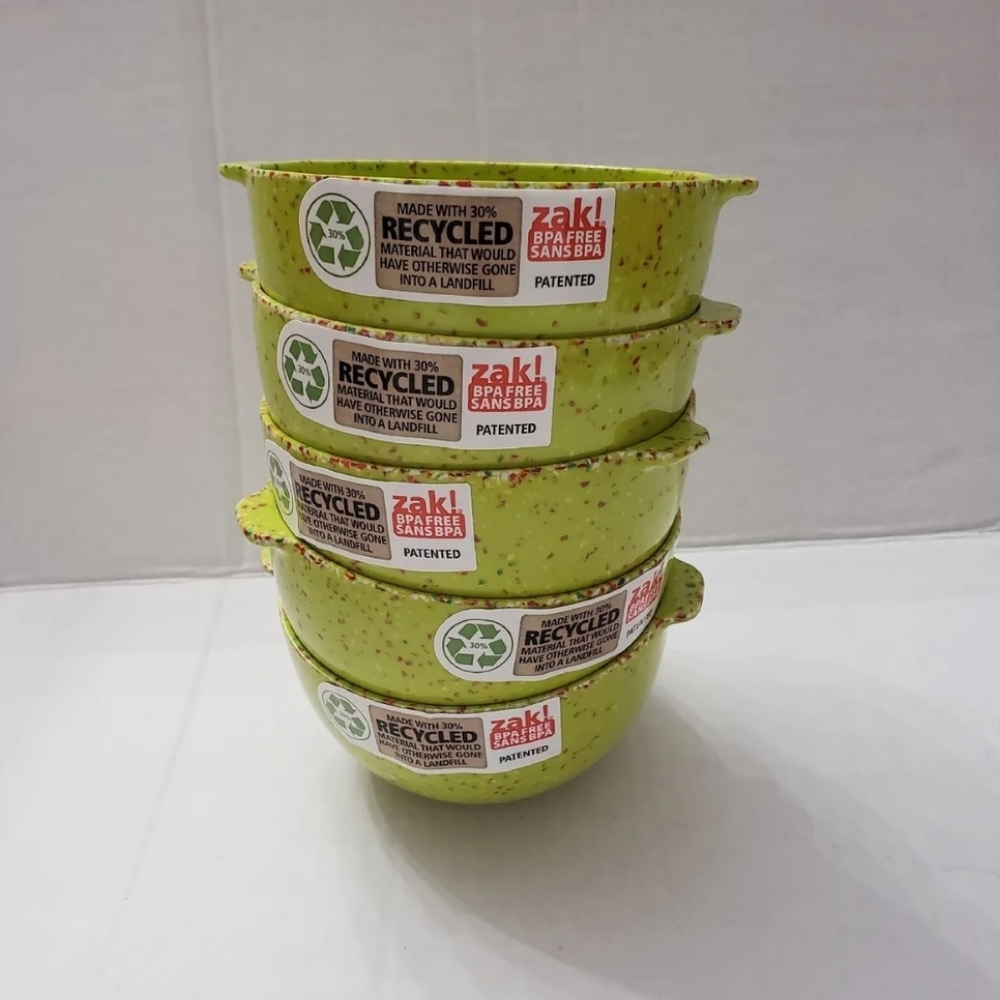 ZAK Confetti 5 piece Melamine Condiment Mixing Bowl w Tab Handle 4.5" Lime Green